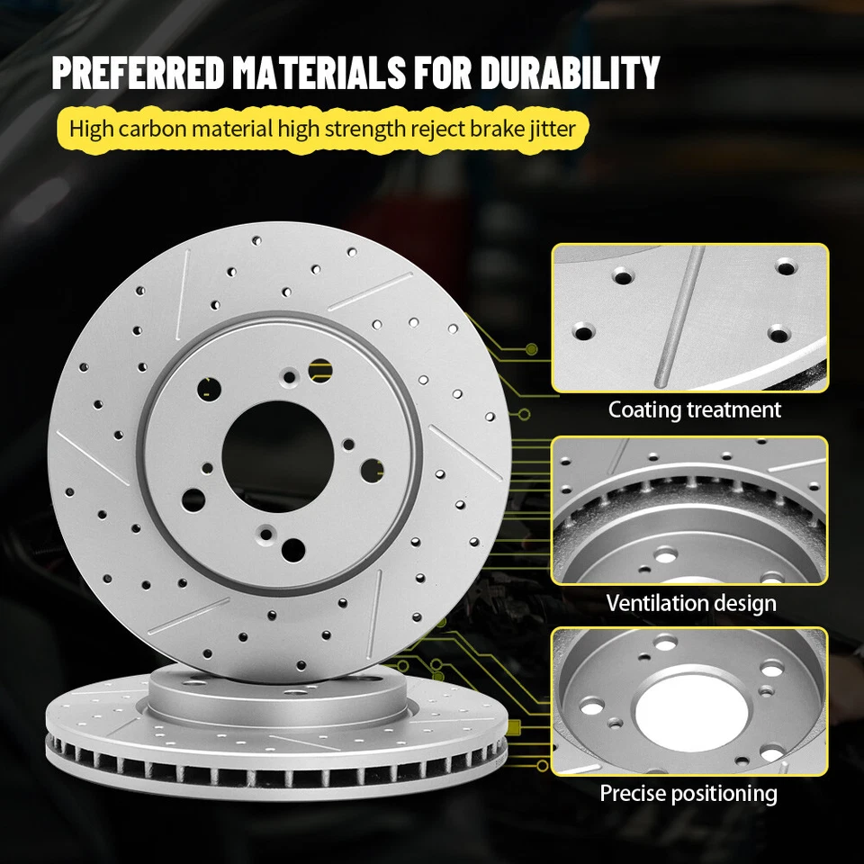 Передние перфорированные и щелевые тормозные диски колодки для Hyundai Santa Fe Sport Kia Sorento - Изображение 3 из 4