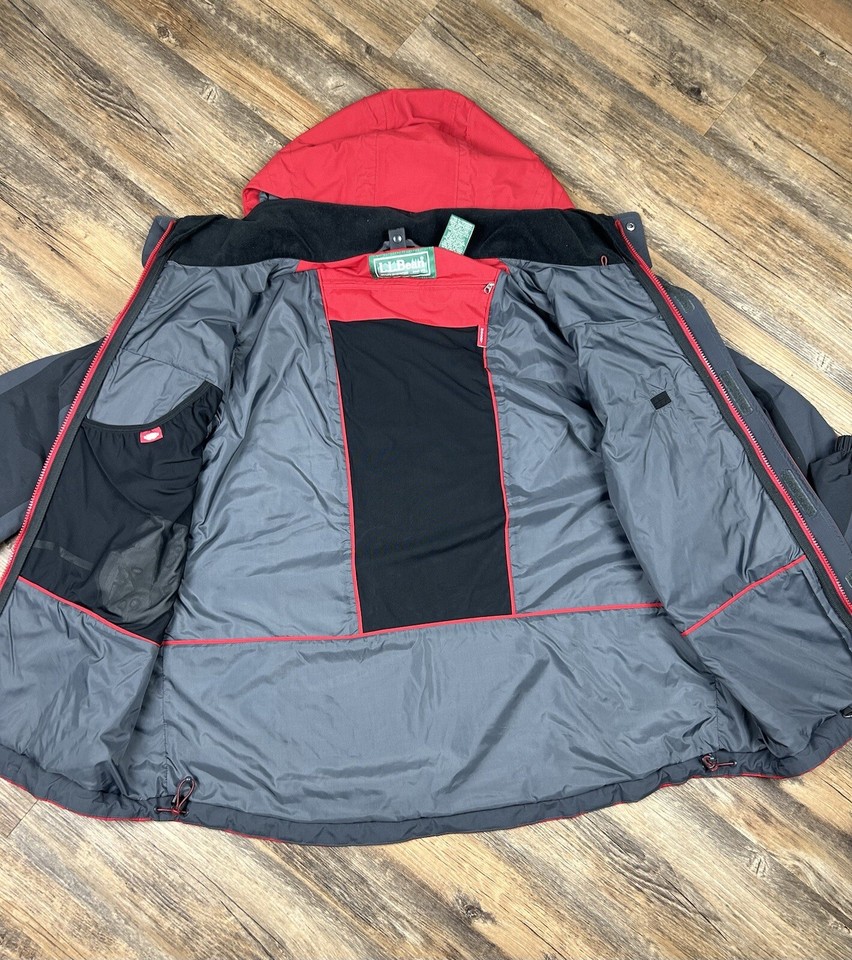 LL Bean Hooded 3In1 Ski Jacket Men's L Red Black Quilted Puffer