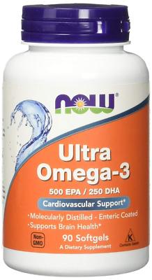 NOW FOODS, ULTRA OMEGA-3 EPA DHA Herz Kreislauf 90 Weichkapseln SUPER PREIS