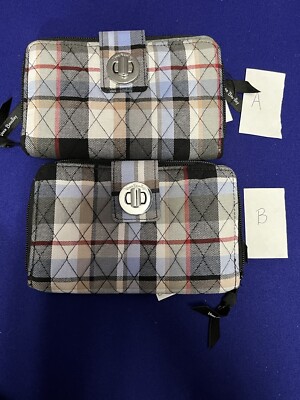 New Vera Bradley Perfectly Plaid Turnlock Wallet RFID PICK 1 PATTERN A OR B