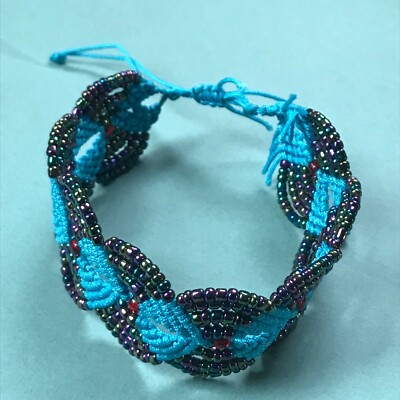 Estate Wide Turquoise Thread & Tiny Purple Aurora Borealis Bead Overlapping Circ