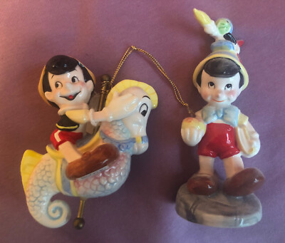 Vintage LOT Of 2 Walt Disney Pinocchio Figurines Schmid Rare Hard To Find