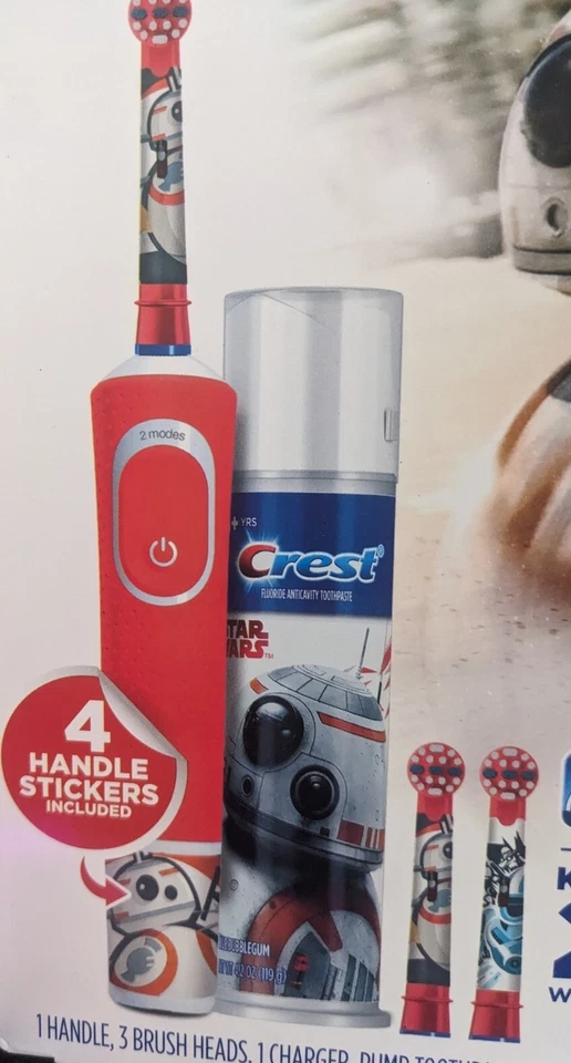 Disney Oral-B Star Wars Rechargeable Kid Electric Toothbrush Toothpaste BB8 - Image 4 of 4