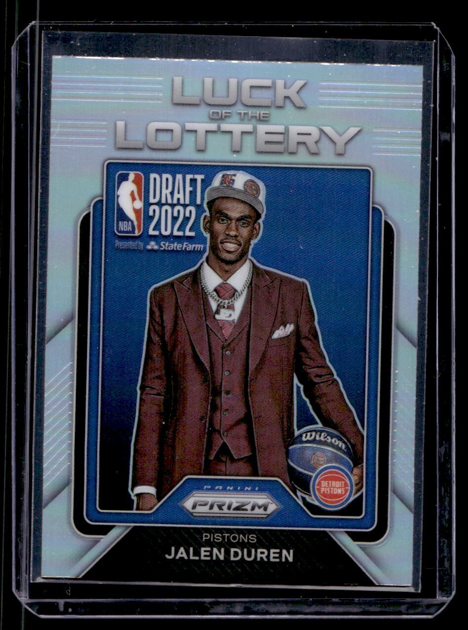 2022-23 Panini Prizm Jalen Duren Silver Prizm Luck of the Lottery RC #14 Pistons