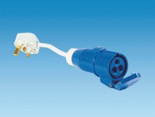 HOUSE TO CARAVAN MOTORHOME UK HOOK UP SITE LEAD ADAPTER 3 PIN CONVERSION PLUG