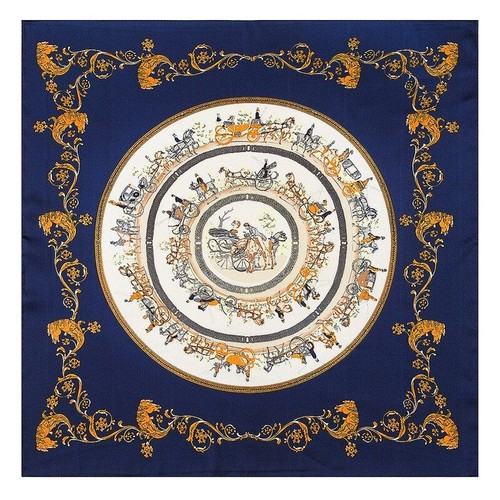 Royal Carriage Print Scarves Square Twill Silk Scarf Women Accessories 1pc Sets - Picture 3 of 16