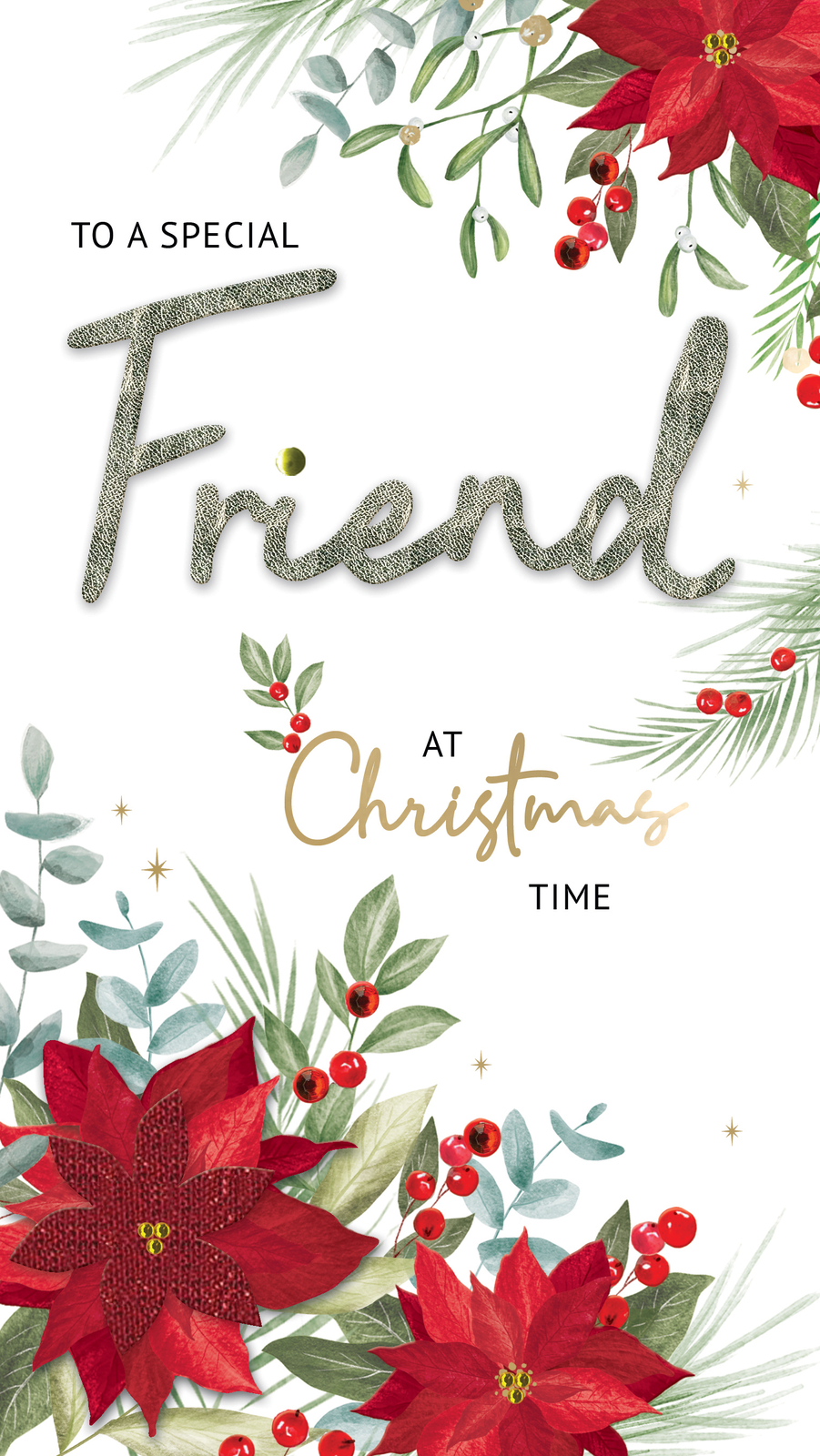 To A Special Friend Embellished Christmas Card Hand-Finished Champagne Cards