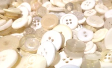 Lot 100+ White Clear Off-wht Buttons Assorted Sizes Styles, Shades & Shapes BA30