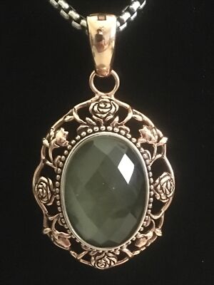 Barse Beautiful Sterling Pure Copper Faceted Lemon Quartz Enhancer/Pendant