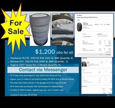 Five 5 Barely Used Tires And Wheels From A 2007 Toyota Rav4