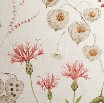 6 Meter x SANDERSON ''Summer Harvest'' Baumwolle/Leinen Stoff Caret/Olive Wildflower