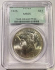 1925 Peace Silver Dollar PCGS MS-65 OGH Old Green Holder Strong Luster