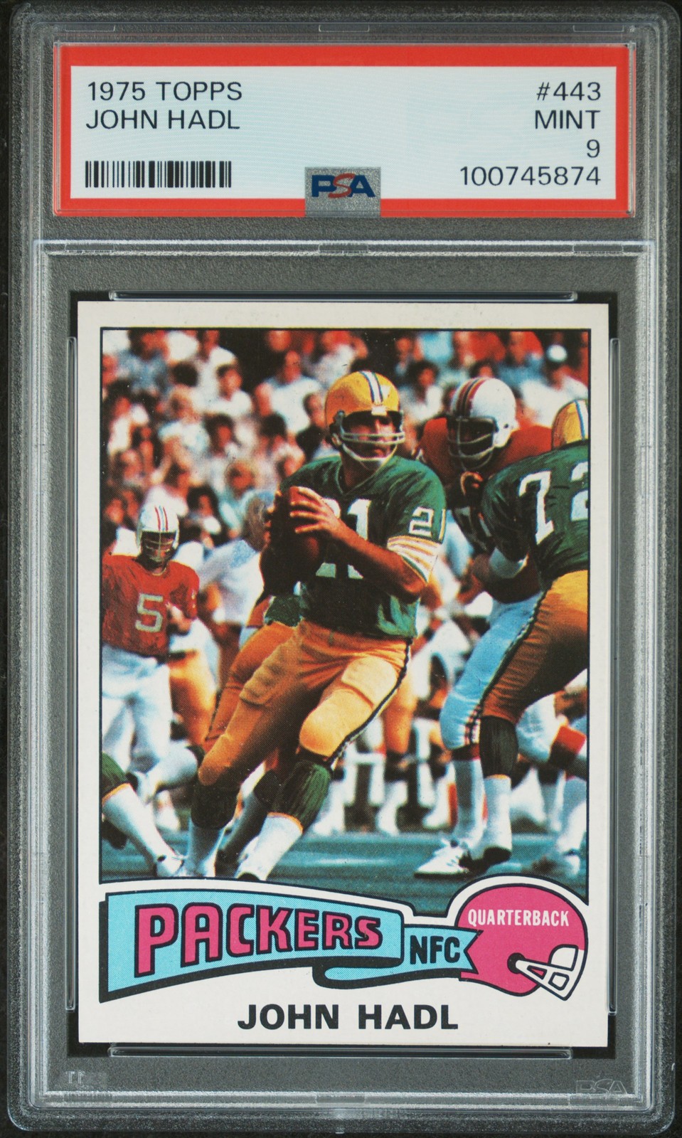 1975 TOPPS #443 JOHN HADL PSA 9