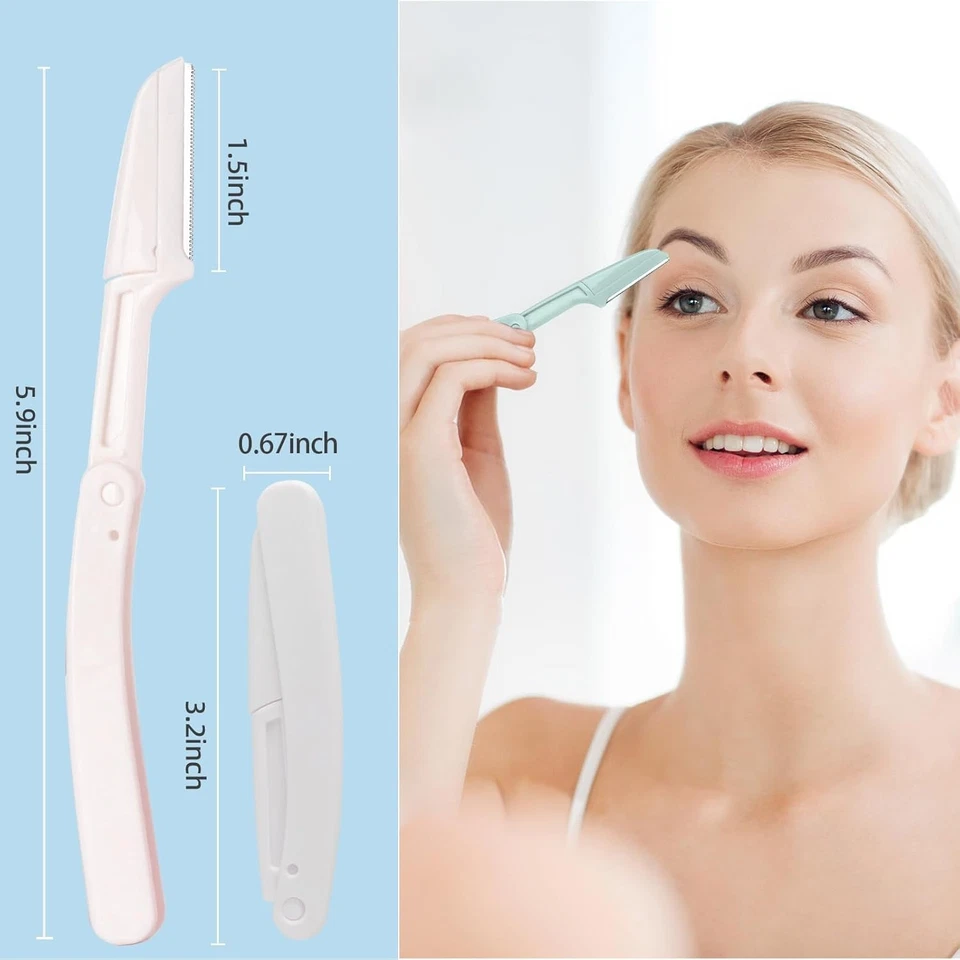 6 Pack Dermaplane Razors for Women – Folding Eyebrow & Facial Hair Removal Tools - Image 3 of 4