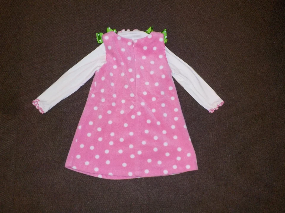 Bonnie Jean Niñas Rosa Lunares Muñeco de Nieve Jersey Vestido 4T Invierno Vacaciones Nieve Difícil de Encontrar Foto 2 de 4