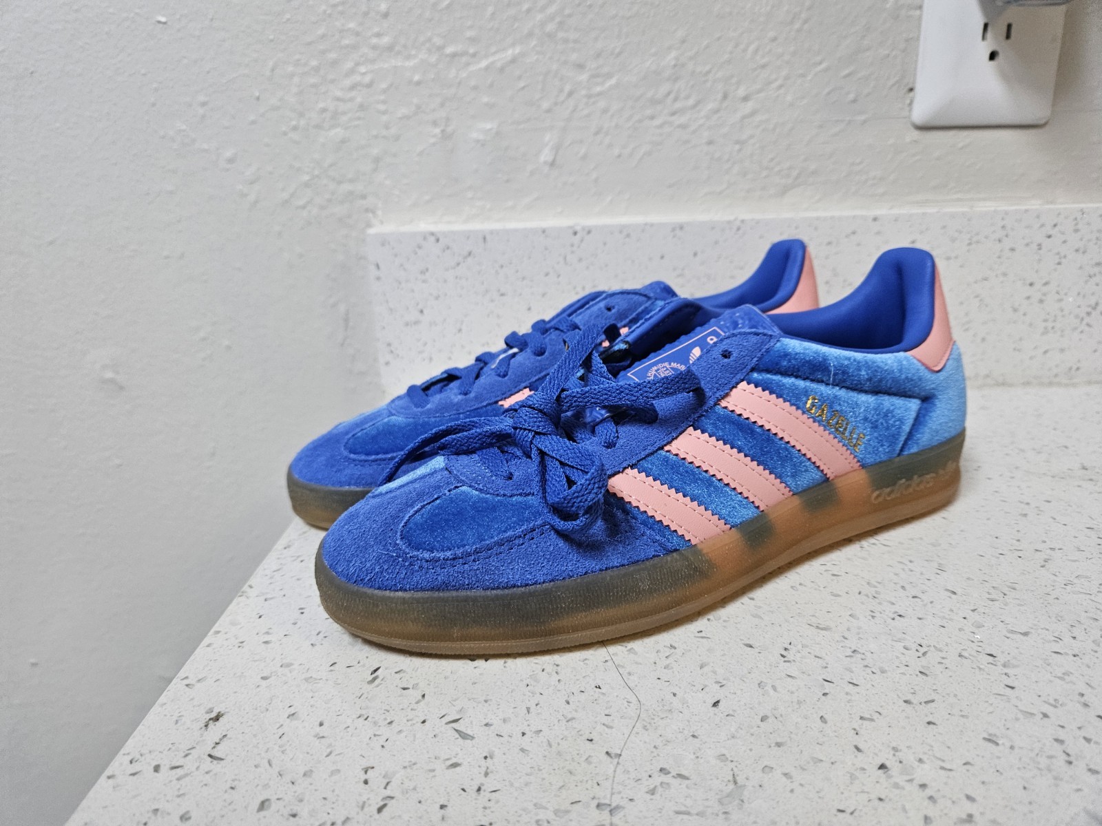 Adidas Gazelle Indoor 'Blue Semi Pink Velvet' Women's  - IG6785 Size 6.5 thumbnail 2