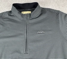 Donald Ross Mens L Sportswear Golf Pullover Gray Black Striped 1/4 Zip