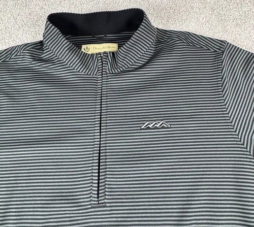 Donald Ross Mens L Sportswear Golf Pullover Gray Black Striped 1/4 Zip