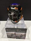 Denny Hamlin/Joe Gibbs Dual Autographed FedEx 1/3 Mini Helmet With Case — photo 1
