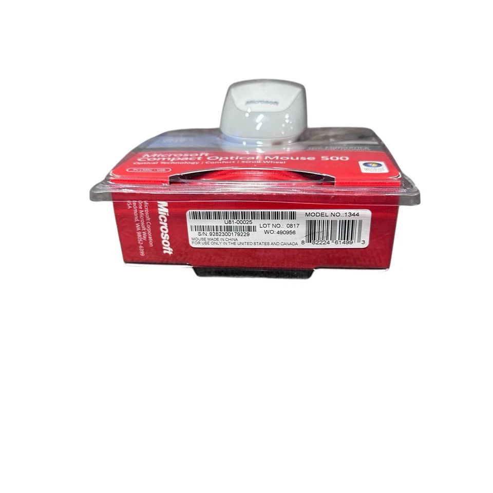 Microsoft Compact Optical 500 Wired USB Scroll Wheel Mouse Model 1344 New Sealed - Image 4 of 4