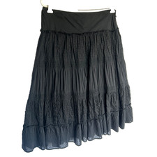 Y2k Forbidden Tiered Eyelet Lace Layered Ruffle Whimsigoth Hem Midi Skirt M 32