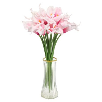 20 Stück Künstliche Blumen Lilie Calla aus Seide für Dekoration Haus Rosa Farbverlauf