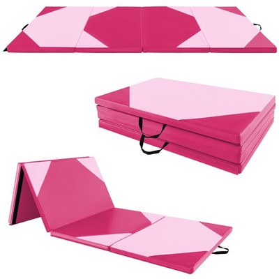10' x 4' x 2'' 4-Panel Folding Gymnastics Exercise Mat w/ Hook & Loop Fasteners