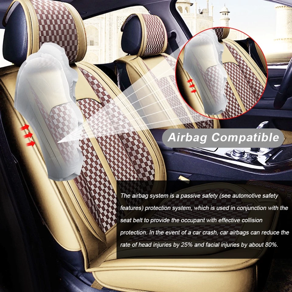 For Mercedes-Benz Car Seat Cover 5-Seat Front & Rear Full Set PU Leather Cushion Foto 3 de 4