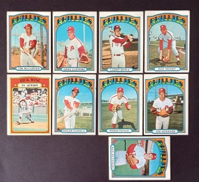 1972 Topps Philadelphia Phillies Lot: Luzinski, HOF McCarver, Bowa, Free Ship