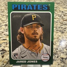 2024 Topps Heritage High Number Jared Jones #675 Green Border RC Pirates + Base
