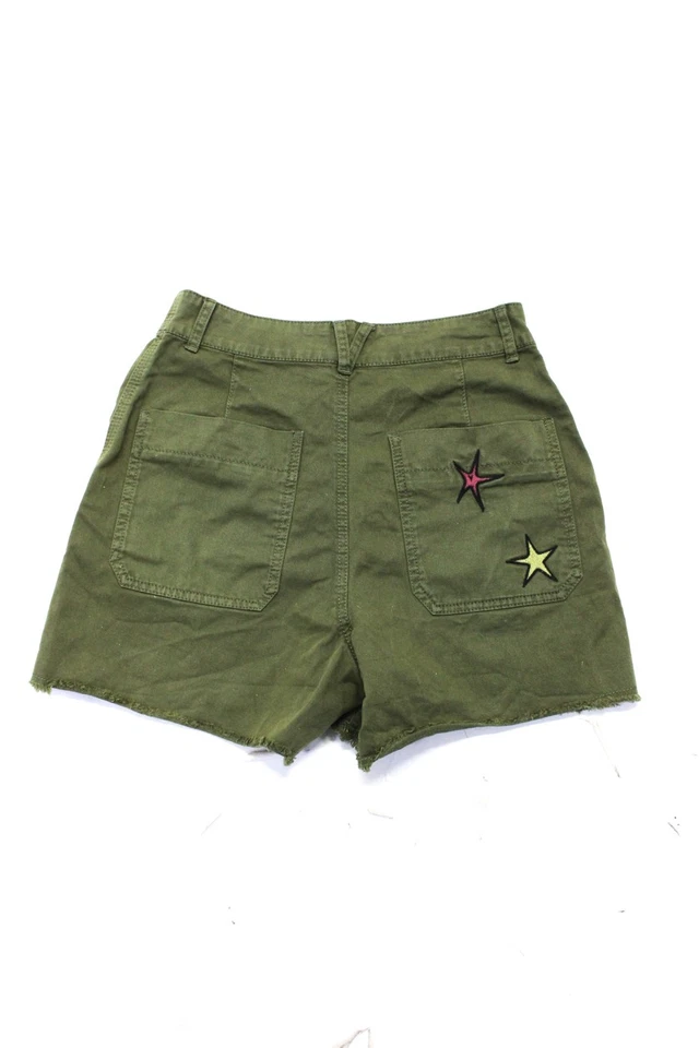 Pantalones Cortos Zadig & Voltaire Niños Algodón ZV Bordado Deshilachado Dobladillo Verde Oliva Talla 12 Foto 2 de 4