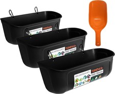 3 Pack Duck Chicken Poultry Hanging Fence Feeder  8 Quarts in Total  Black