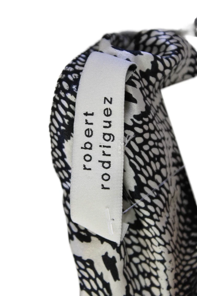 Vestido negro Robert Rodriguez para mujer de seda sin mangas fluido hasta la rodilla talla 6 Foto 4 de 4