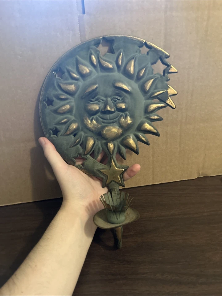 CASTIÇAL DE SOL CELESTIAL FESTA/SCONE BRONZE VERDE 1994 - Imagem 2 de 4