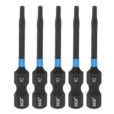 5pcs 2mm Metric Hex Head Wrench Drill Bit 1/4'' Hex-Shank 2'' Length S2 Steel