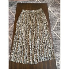 Vintage 90s Sag Harbor Pleated Floral Midi Skirt Sage Green Cottagecore Boho