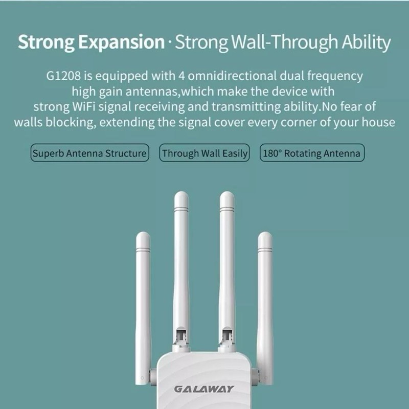 GALAWAY G1208 1200Mbps Dual Band High Speed WiFi Extender Repeater Booster