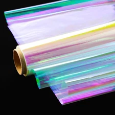 32" Iridescent Cellophane Wrap for Gift Baskets- Rainbow Wrapping Paper - Rai...