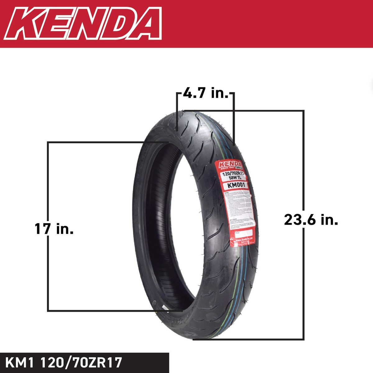 Kenda KM1 120/70ZR17 Sport Touring Motorcycle Tire 58W w/ Keychain