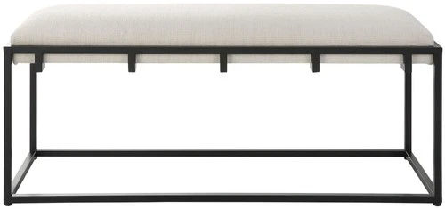 Uttermost 23674 Paradox 47"W Contemporary Iron Framed Upholstered - White - Picture 1 of 5