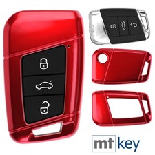 KEYLESS Auto Schlüssel Hülle ROT für VW Arteon T-Roc Passat B8 Skoda Superb
