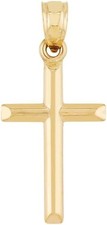 14K Real Gold Cross Pendant Small Religious Christian Necklace Charm Jewelry