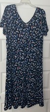 Roaman's Dress Women's Plus Size Medium Short Sleeve V Neck Pullover Midi