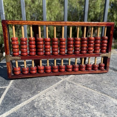 Diamond Brand Chinese Abacus Counting Tool 13 Rod Wood Brass Suanpan Calculator