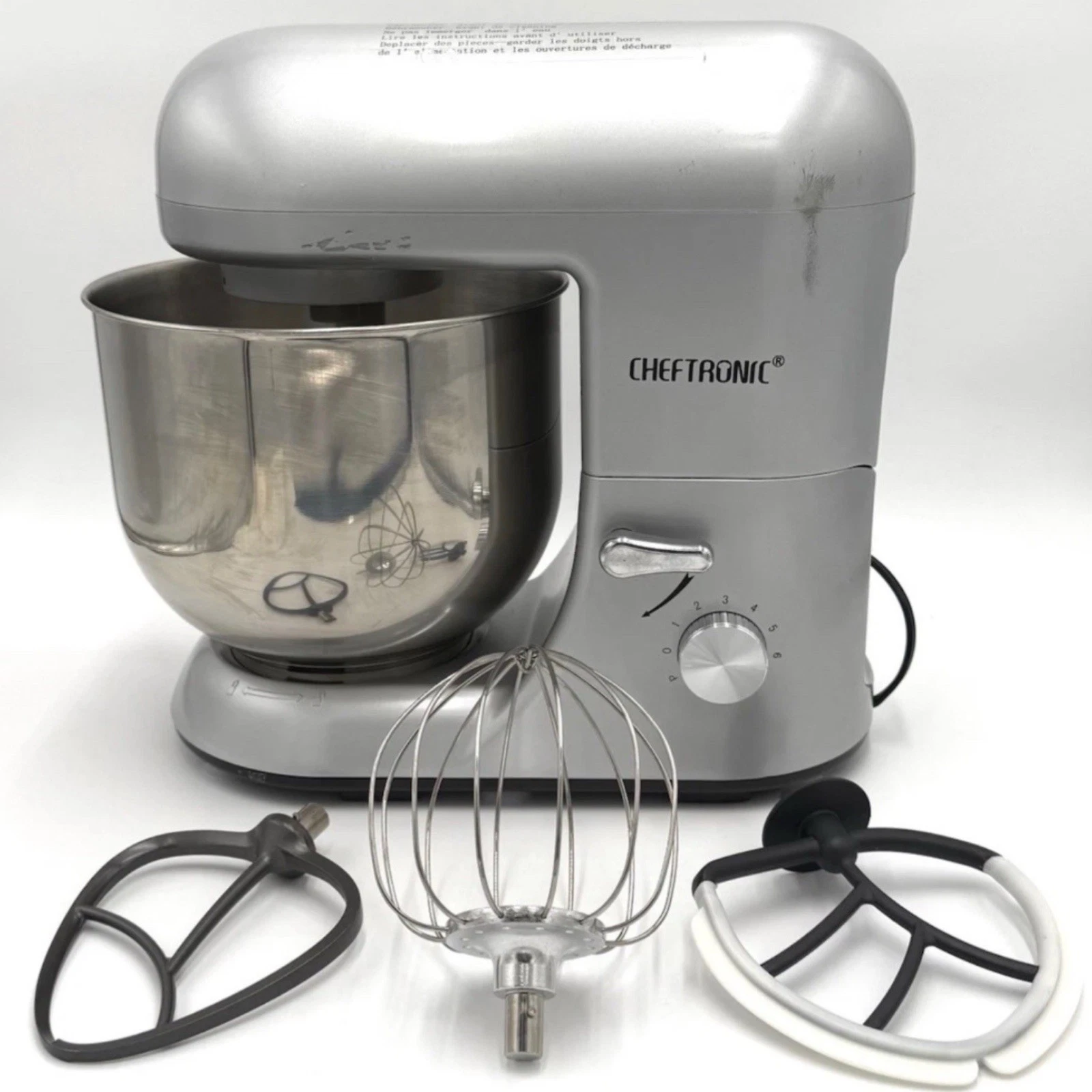 ChefsTronic Stand Mixer w Stainless Bowl Whisk Dough Hook Beater Tested Works