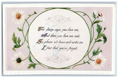 Language Of Flowers Romance Postcard Daisy Says You Love Me Quote c1910's