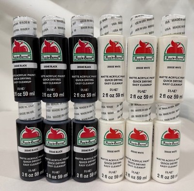 Apple Barrel Acrylic Paints (Matte) 59ml - Various Colours - Black and White