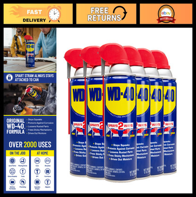 Multi-Use Lubricant Spray with Smart Straw, 12 OZ, 6-Pack - Versatile Cleaning &