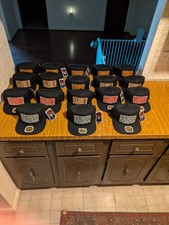 18 Barber snapback hats: Black w/ mixed colored logos. NEW 