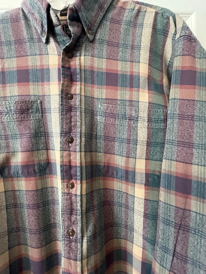 Vintage Sonoma Heathers Eddie Bauer Men's Tall XL  100% Cotton Flannel Shirt - Image 3 of 4